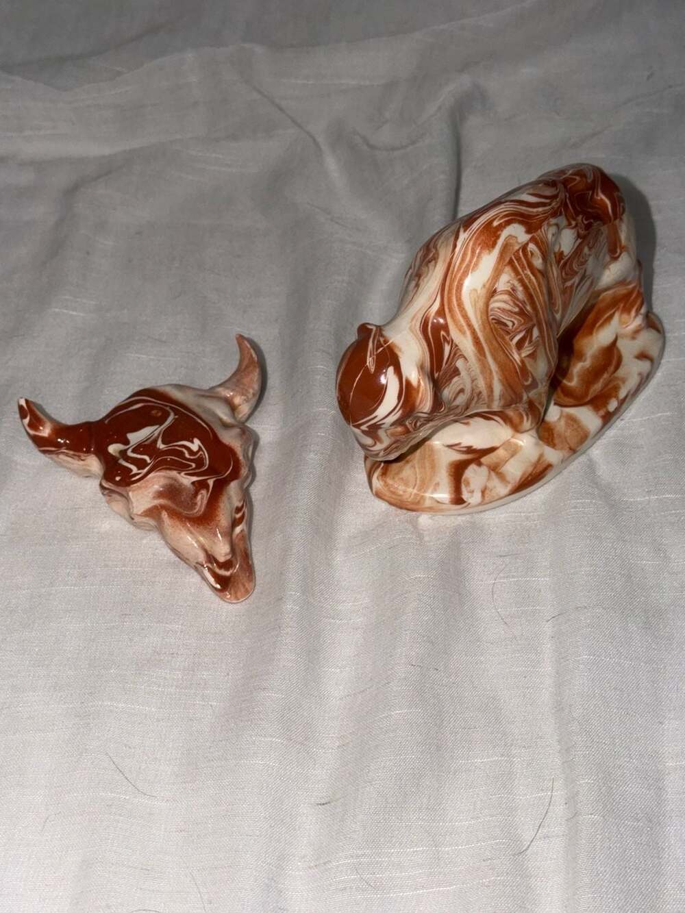 Originals By G. Green Buffalo And Skull Figurine Set